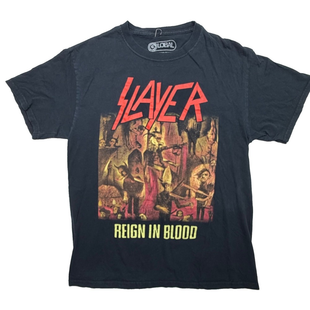 Slayer Reign In Blood T-Shirt Medium Black 2022 Global Band Graphic Tee